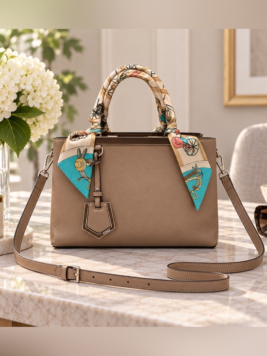 Fendi Handbags - Fendi Petite 2Jours Vitello Calfskin Satchel Tortora Taupe Crossbody